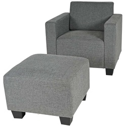 Modular Sessel Loungesessel mit Ottomane Moncalieri, Stoff/Textil ~ grau