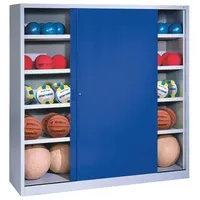 C+P Ballschrank mit Vollblech-Schiebetüren (Typ 4). HxBxT 195x160x50 cm