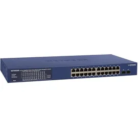 Netgear Switch Manageable Gigabit PoE 26 Ports – Managed in der Cloud, 24 380 W PoE+ Ports, 2 1 Gigabit SFP Ports, Desktop oder Rack und begrenzter lebenslanger Schutz