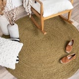 FRAAI Jute Teppich Rund - Fair Grün Ø 175cm - Jute - Flachgewebe - Einfarbig - Boho, Modern - Wohnzimmer, Esszimmer, Schlafzimmer - Carpet