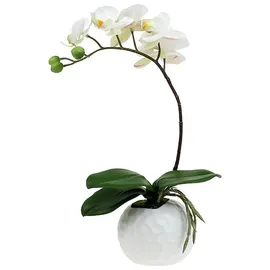 DPI künstliche Orchidee Phalaenopsis weiß in weißen Keramiktopf Höhe ca. 33 cm