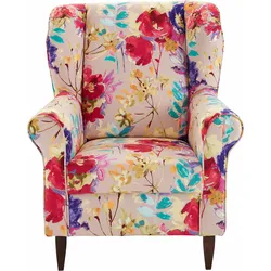 Ohrensessel INOSIGN "Asino", bunt (bunt, beige), B:80cm H:102cm T:86cm, Struktur (100% Polyester), Struktur/Blume (100% Polyester), Sessel, mit Federkern
