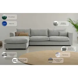 LeGer Home by Lena Gercke Eckcouch Cord/Chenille 2-Sitzer Grau
