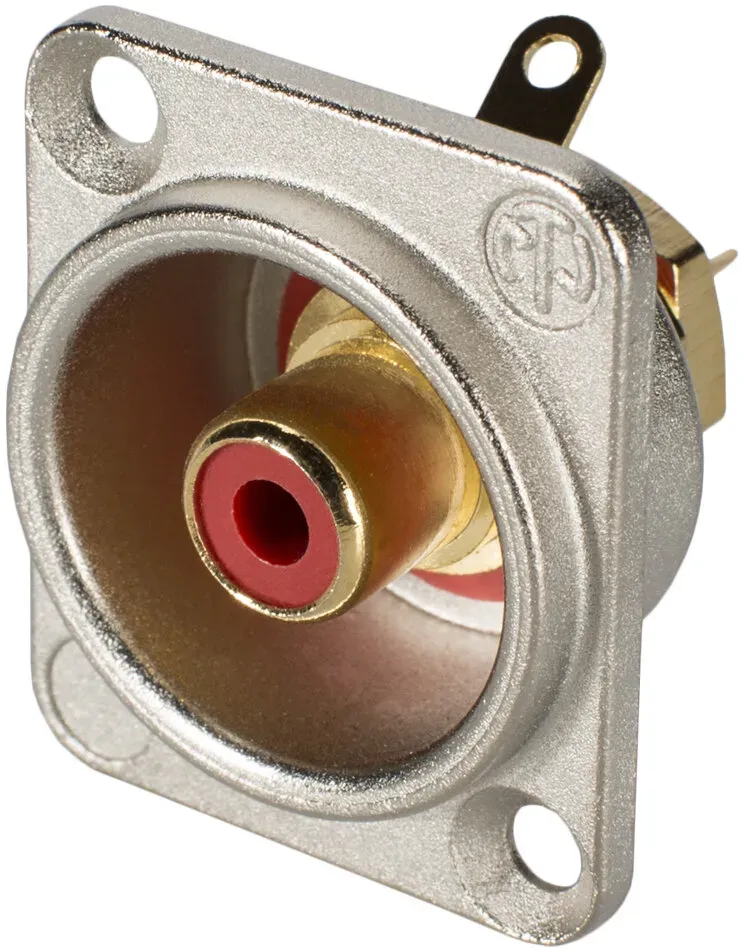 NEUTRIK® Cinch (RCA), 2-pol , Metall-, Löttechnik-Einbaubuchse, vergoldete(r) Kontakt(e), Type D, nickelfarben