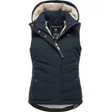 Ragwear Damen, ärmellose Outdoorweste warme Winterjacke wasserdicht mit abnehmbarer Kapuze Hesty Intl Navy22 Gr. XS - XS