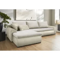 Ecksofa HOME AFFAIRE "Win L-Form" Sofas Gr. B/H/T: 285cm x 85cm x 176cm, Cord-Samtvelours, Recamiere beidseitig montierbar, Ohne Bettfunktion und Bettkasten, beige wahlweise mit Bettfunktion und Bettkasten