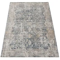 Vintage Teppich Caravan Polyester Blau / Grau 160 x 230 cm