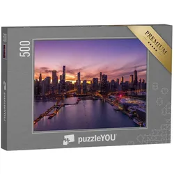 puzzleYOU Puzzle Chicago: Stadtzentrum mit Skyline, Luftaufnahme, 500 Puzzleteile, puzzleYOU-Kollektionen Chicago