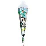 ROTH Schultüte groß Fußball-Star mit Sound 85 cm - 6-eckig Rot(h)-Spitze Netzverschluss - Zuckertüte