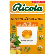 Bonbons Ricola Ingwer Orangenminze mit Schweizer Alpenkräutern ohne Zucker 50g