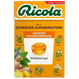 Bonbons Ricola Ingwer Orangenminze mit Schweizer Alpenkräutern ohne Zucker 50g