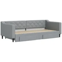 VidaXL Tagesbett Ausziehbar mit Schubladen Hellgrau 90x200 cm Stoff