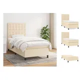 vidaXL Boxspringbett mit Matratze Creme 80x200 cm Stoff