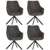 MR.DEKO Esszimmerstuhl 4er Set San Carlo dark grey drehbar (4 St), 360° Drehfunktion, robustes Metallgestell & strukturierter Stoff grau