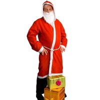 Boland 13410 - Kostüm Weihnachtsmann, roter, langer Mantel mit Kapuze und weißer Kordel, weißer Nikolausbart, für Damen und Herren, Weihnachten, Karneval, Mottoparty