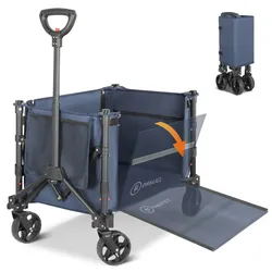 HOMECALL Bollerwagen Handwagen (Erweiterbare Kapazität, bis 100KG, 120L), Für Einkaufen, Camping, Garten, Dogs-Dunkelblau