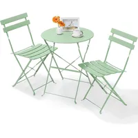 TLGREEN Balkonset Gartenmöbel Bistro Set Metall, (Balkonmöbel Klappbar, Wetterfest), Balkonset 2 Klappstuhl 1 Klapptisch grün
