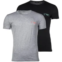 Emporio Armani Herren T-Shirt, 2er Pack - BOLD MONOGRAM, Rundhals, Fitted Fit, Stretch Cotton Schwarz/Grau XL
