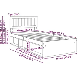 vidaXL Bettrahmen 100 x 200 cm Braun