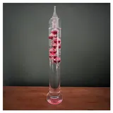 30cm Tall Free Standing Galileo Thermometer with 7 red floating globes