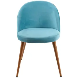 Mendler 6er-Set Esszimmerstuhl HWC-D53, Stuhl Küchenstuhl, Retro 50er Jahre Design Samt ~ türkis