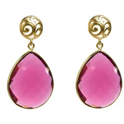 Gemshine Ohrringe 'Quarz Tropfen' gold coloured Hellbraun Damen 