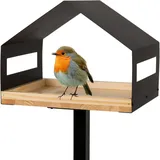 WONDERMAKE Vogelhaus Schwarz, Metall 40x117x40 cm, Gartenzubehör, Gartenpflege, Vogelhäuser