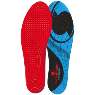 Sorbothane Full Strike Insoles, 42 (UK 8), Shock Absorbing Shoe Soles for Football Boots, Running, or Walking, Impact Reducing Footbeds for Plantar Fasciitis, Heel Support, and Arch Pain, Blue