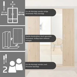 Rauch Drehtürenschrank RAUCH "Kleiderschrank Schrank Garderobe Ankleide KOLUNA mit Dekor-Front", weiß (alpinweiß), B:181cm H:210cm T:54cm, Holzwerkstoff, Schränke, Drehtürenschrank, mit Spiegel, inkl. 2 Innenschubladen sowie extra Böden