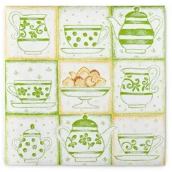 Sovie HOME Serviette Cookie in Grün aus Linclass® Airlaid 40 x 40 cm, 12 Stück - Kaffee Cafe Tee Blumen Punkte
