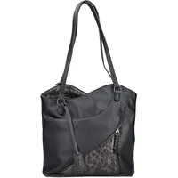 Shopper RIEKER, Damen, Gr. B/H/T: 31cm x 28cm x 9cm, schwarz, leo, Lederimitat, animal-print, Taschen Shopper, Umhängetasche, Schultertasche, auch als Rucksack tragbar
