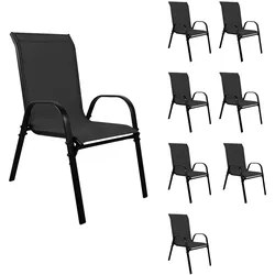 8xOutdoorstuhl Gartenstuhl Stapelstuhl robust Metall Textilen Schwarz