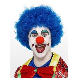 Smiffys Kostüm-Perücke Clown blau, Blaues Clownskostüm Accessoire blau