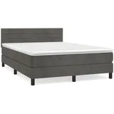 vidaXL Boxspringbett mit Matratze Dunkelgrau 140x190 cm Samt