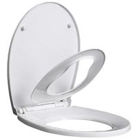 Ram® Toilettensitz mit Absenkautomatik, mit Schnellentriegelungsfunktion, Familien-Toilettensitz mit eingebautem Kindersitz, Kinder-Töpfchentraining, Toilettensitz mit verstellbaren Scharnieren,
