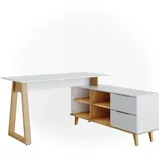 Vicco Schreibtisch Nautica Computer Büro PC Arbeitszimmer weiß Eiche Skandi