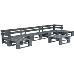 vidaXL 6-tlg. Garten-Sofagarnitur aus Paletten Holz Grau