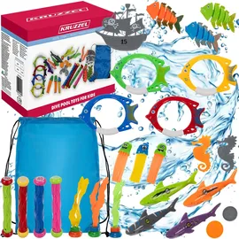 Kruzzel Tauchspielzeug Set für Kinder Tauchringe Tauchtiere Unterwasserwelt Pool Schwimmbad Badewanne 24247