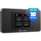 GlocalMe Duoturbo mobiler WLAN Router, Keine SIM erforderlich, 4G LTE Router mit 1GB globalen Daten,3500mAh Akku, LCD Display Dual-Modem, mobiler Hotspot für 200 Länder (Schwarz)