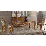 Casa Padrino Esszimmer-Set Luxus Barock Esszimmer Set Grün / Braun / Gold - 1 Ausziehbarer Barock Esstisch & 6 Barock Esszimmerstühle - Esszimmer Möbel im Barockstil - Luxus Qualität - Made in Italy