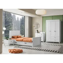 JV Möbel Kinderzimmer Set 4tlg. Bett Nachttisch Kommode und Kleiderschrank stilvoll