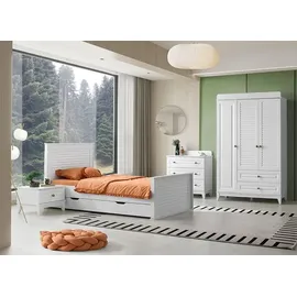 JV Möbel Kinderzimmer Set 4tlg. Bett Nachttisch Kommode und Kleiderschrank stilvoll