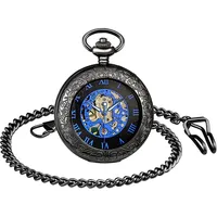 MICGIGI-Unisex Taschenuhr mit Halskette Kette Analog Handaufzug Retro Hohle Skelett Mechanische Taschenuhren