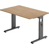 Hammerbacher Schreibtisch nussbaum rechteckig, C-Fuß-Gestell grau 120,0 x 80,0 cm