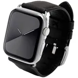 JT Berlin Watchband Wannsee 42 mm, Echthleder, Nytech), Uhrenarmband, Schwarz, Silber