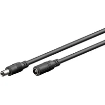 goobay DC Strom Verlängerungskabel (5,5 x 2,1 mm Stecker), 5m Netzteil Verlängerung ideal für LED-Streifen, Fritzbox, Router & Kameras, 5-24V, 5A Max, Schwarz