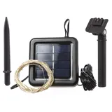 MARELIDA LED Solar Lichterkette Draht 50 LED L: 4,9m Lichtsensor für Außen Garten Party