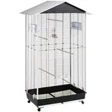 Ferplast Vogelkäfig, Vogelvoliere NOTA MEDIUM Kanarienvogel, Zebrafinken, Wellensittiche, aus Metal, Dach aus Aluminium, Inkl. Zubehör Sitzstangen Drehbare Futternäpfe Räder, 95 x 64 x h 165.5 cm.