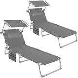 Tectake Sonnenliege 161 x 68 x 111 cm Grau