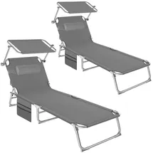 Tectake Sonnenliege 161 x 68 x 111 cm Grau
